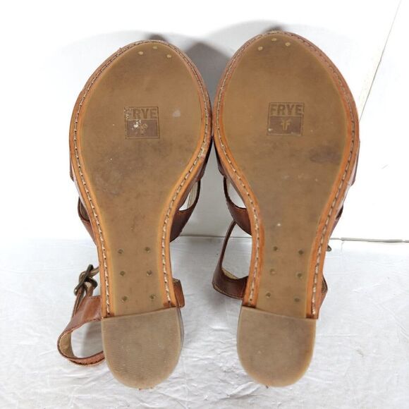 Frye Women’s Alex Seam 2 Sandals US 8,5M Brown Leather Platform Wedge Sandals - Picture 14 of 14
